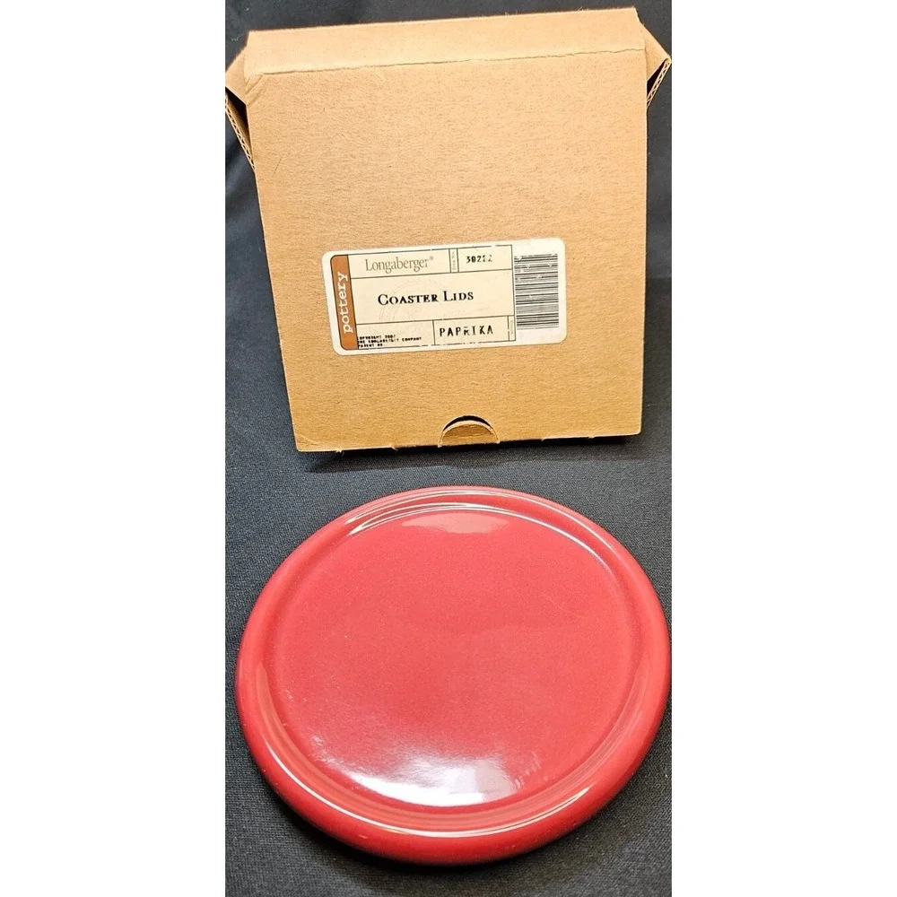 Longaberger Pottery One Pint Paprika Crock Lid/Coaster/candle 30222 W/orig Box